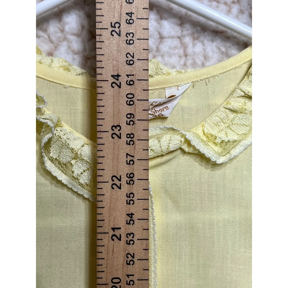 Vintage Ship n Shore 1960s Butter Yellow Lace Puff Sleeve Blouse Top - Picture 5 of 7